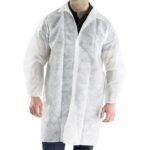 BATA DE LABORATORIO BLANCA CON BROCHE Y PUÑO M-XXXL 100 UND - Imagen 2