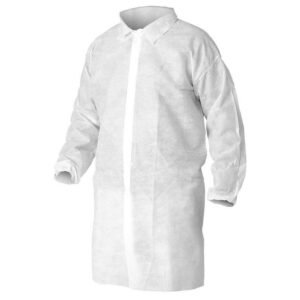 BATA DE LABORATORIO BLANCA CON BROCHE Y PUÑO M-XXXL 100 UND